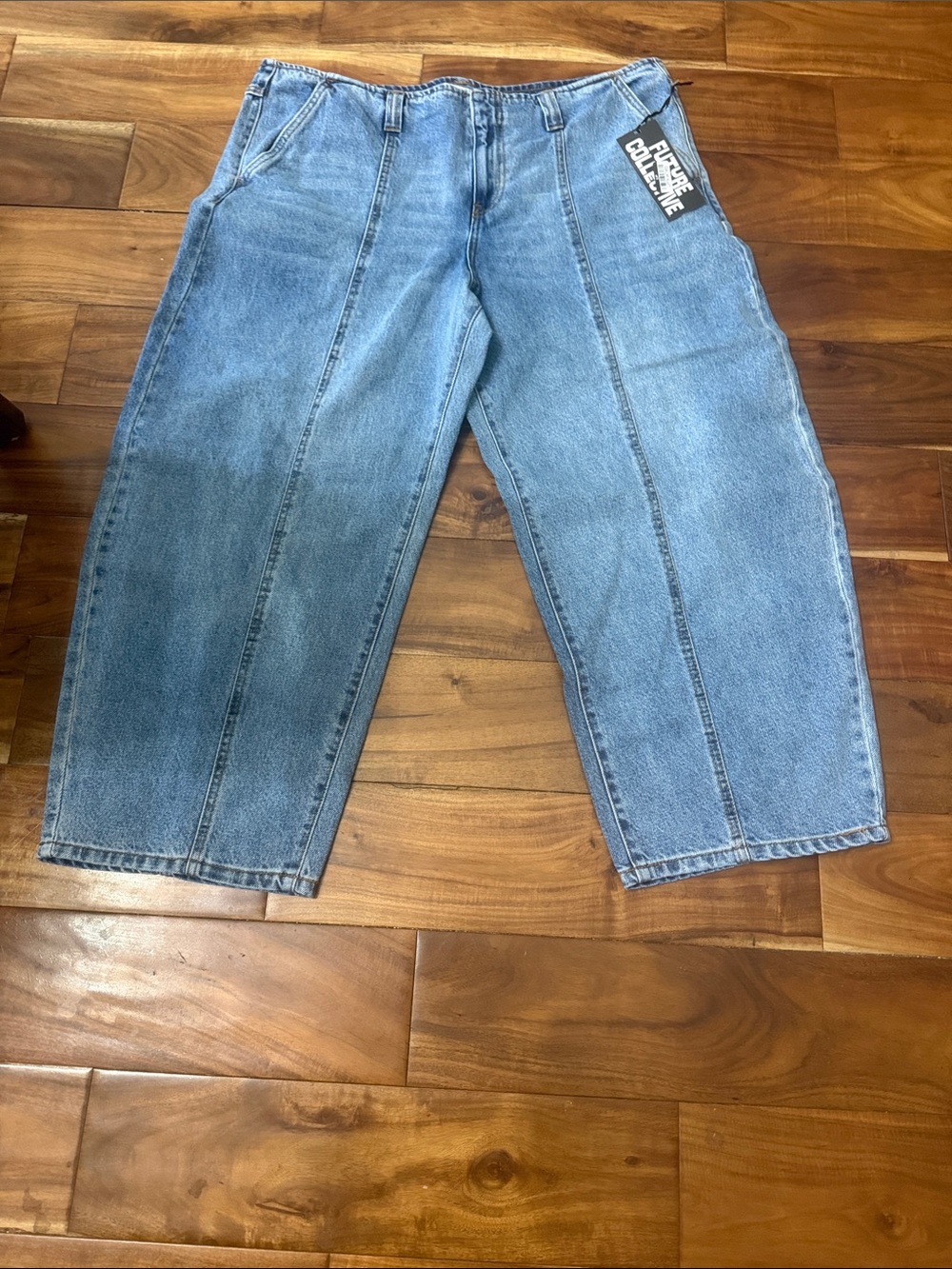Future Collective Medium Wash Barrel Jeans